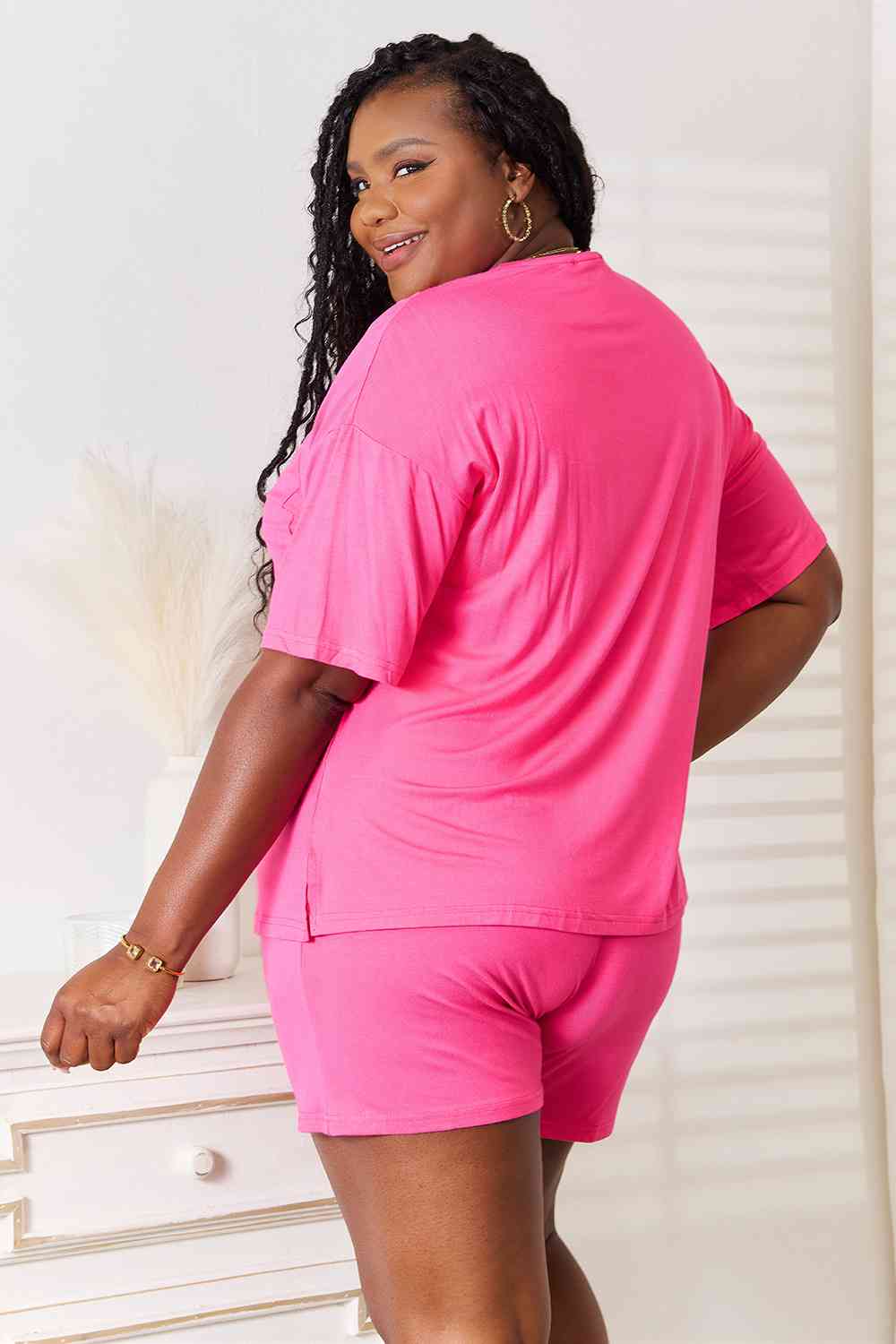 Basic Bae Full Size Soft Rayon Half Sleeve Top and Shorts Set - Flyclothing LLC