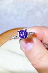 1 Carat Moissanite Platinum-Plated Square Ring - Flyclothing LLC