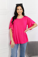 Yelete Full Size More Than Words Flutter Sleeve Top - Flyclothing LLC