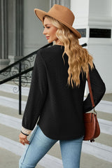 V-Neck Long Sleeve Blouse - Flyclothing LLC