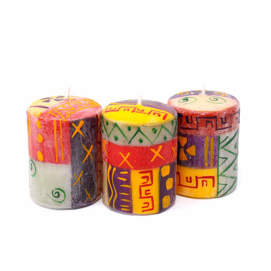 Set of Three Boxed Hand-Painted Candles - Indaeuko Design - Nobunto - Flyclothing LLC