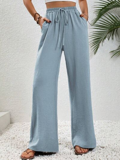 Wide Leg Drawstring Pants - Flyclothing LLC