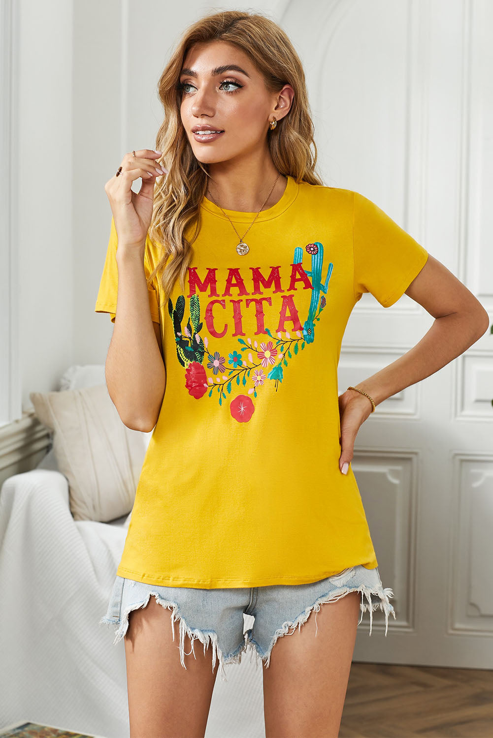 MAMACITA Graphic Round Neck Tee - Flyclothing LLC