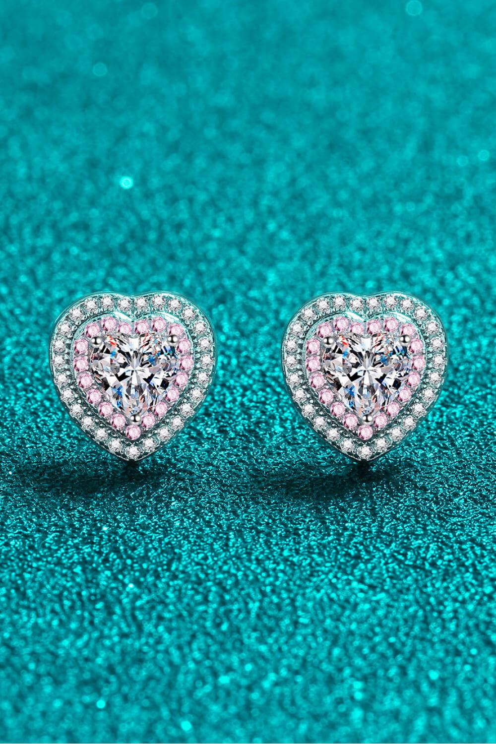 Moissanite Heart-Shaped Stud Earrings - Flyclothing LLC