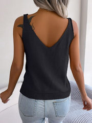 Cable-Knit Scoop Neck Knit Vest - Flyclothing LLC