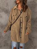 Drop Shoulder Button Down Collared Coat - Flyclothing LLC