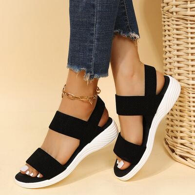 Rubber Open Toe Low Heel Sandals - Flyclothing LLC