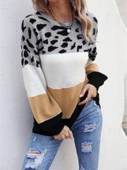 Color Block Round Neck Sweater - Trendsi