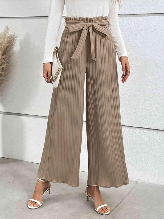 Tied Wide Leg Long Pants - Flyclothing LLC