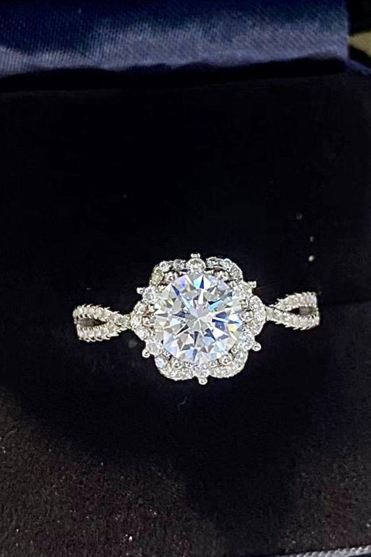 Platinum-Plated Six Prong 1 Carat Moissanite Ring - Flyclothing LLC