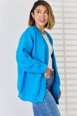 Open Front Dropped Shoulder Cardigan - Flyclothing LLC