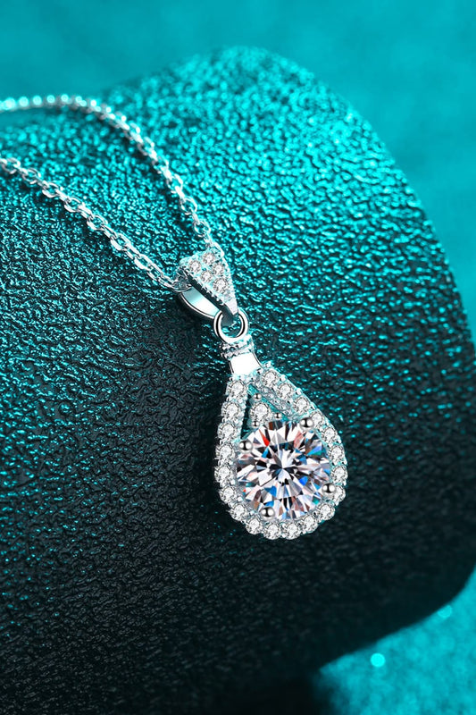 2 Carat Moissanite Teardrop Pendant 925 Sterling Silver Necklace - Flyclothing LLC