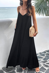 Backless Maxi Cami Dress with Pockets - Flyclothing LLC