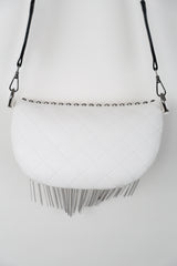 PU Leather Studded Sling Bag with Fringes - Flyclothing LLC