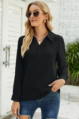 Swiss Dot Johnny Collar Blouse - Flyclothing LLC