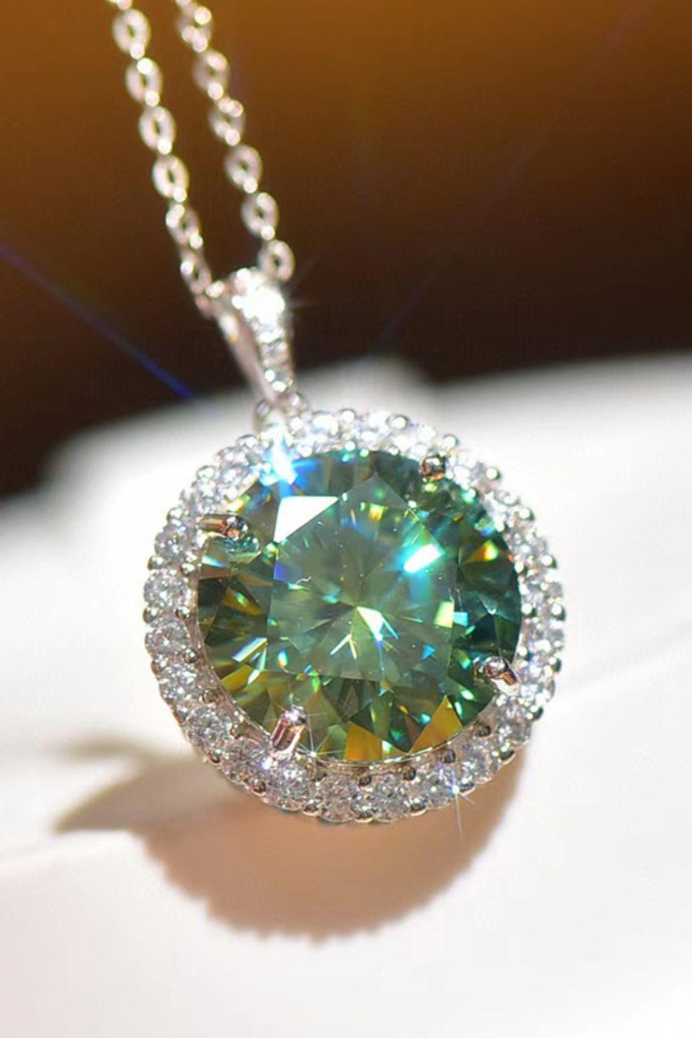 10 Carat Moissanite Pendant Platinum-Plated Necklace - Flyclothing LLC