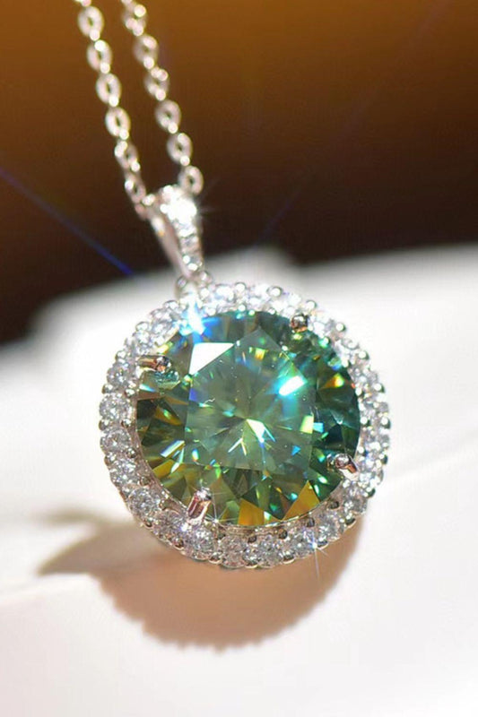 10 Carat Moissanite Pendant Platinum-Plated Necklace - Trendsi