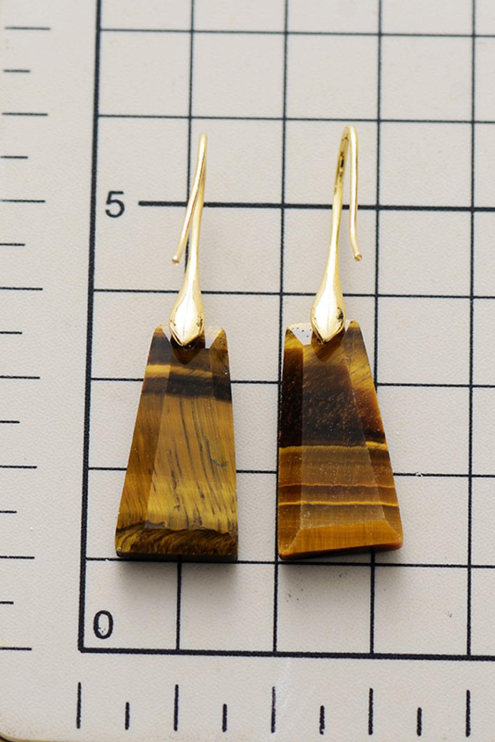 Handmade Geometrical Shape Natural Stone Dangle Earrings - Flyclothing LLC