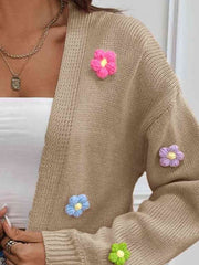 Floral Long Sleeve Open Front Cardigan - Flyclothing LLC