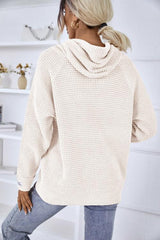 Drawstring Long Sleeve Hooded Sweater - Flyclothing LLC