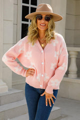 Floral Dropped Shoulder Button-Up Cardigan - Flyclothing LLC