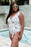 Marina West Swim Float On Ruffle Faux Wrap One-Piece in Daisy Cream - Flyclothing LLC