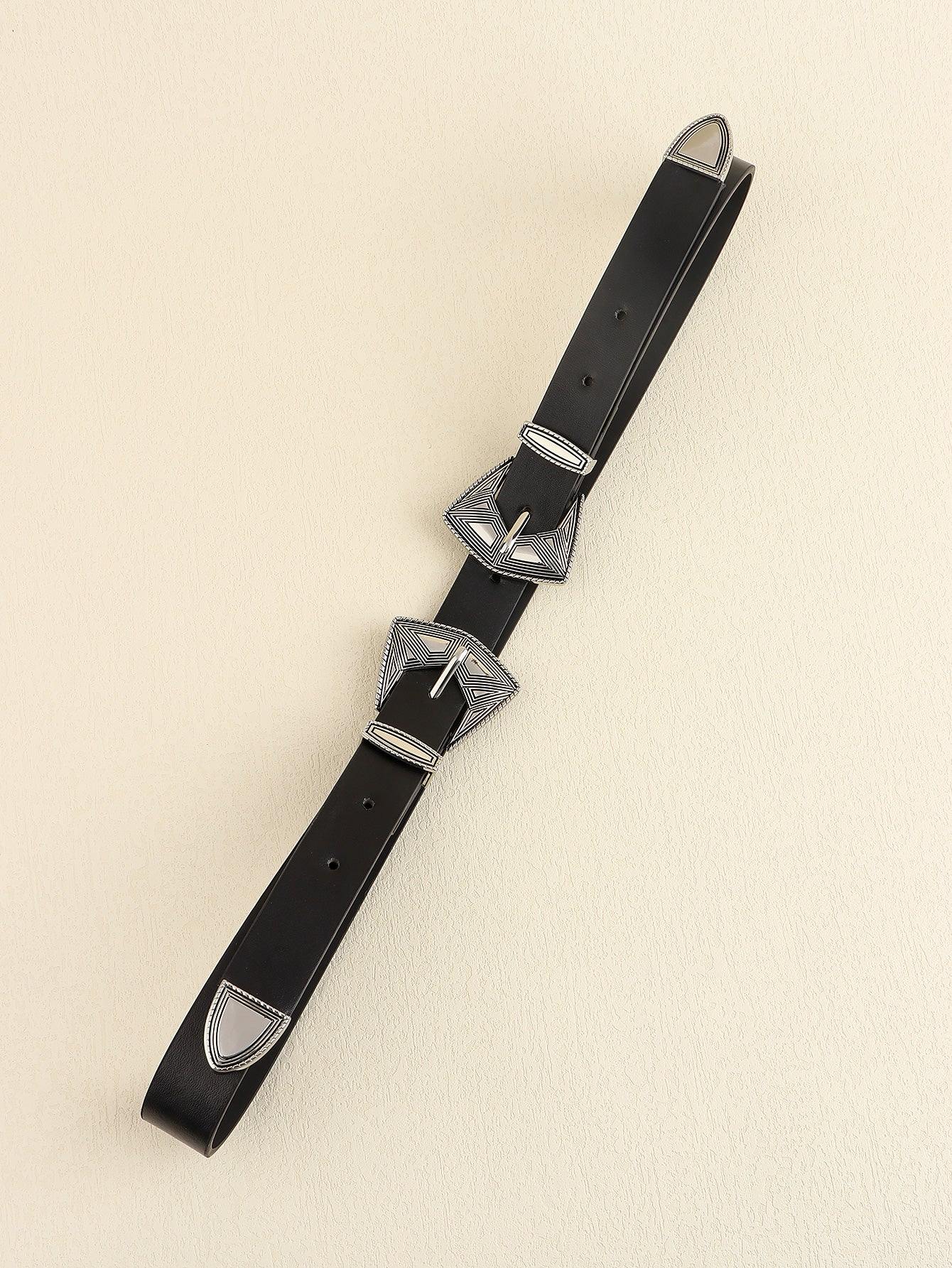 Double Buckle PU Leather Belt - Flyclothing LLC