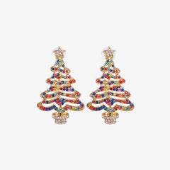 Rhinestone Alloy Christmas Tree Earrings - Trendsi