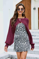 Rib-Knit Cropped Poncho - Flyclothing LLC