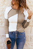 Color Block Exposed Seam Knit Top - Flyclothing LLC