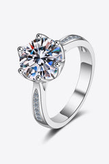 3 Carat Moissanite Rhodium-Plated Side Stone Ring - Flyclothing LLC