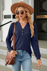 V-Neck Long Sleeve Blouse - Flyclothing LLC