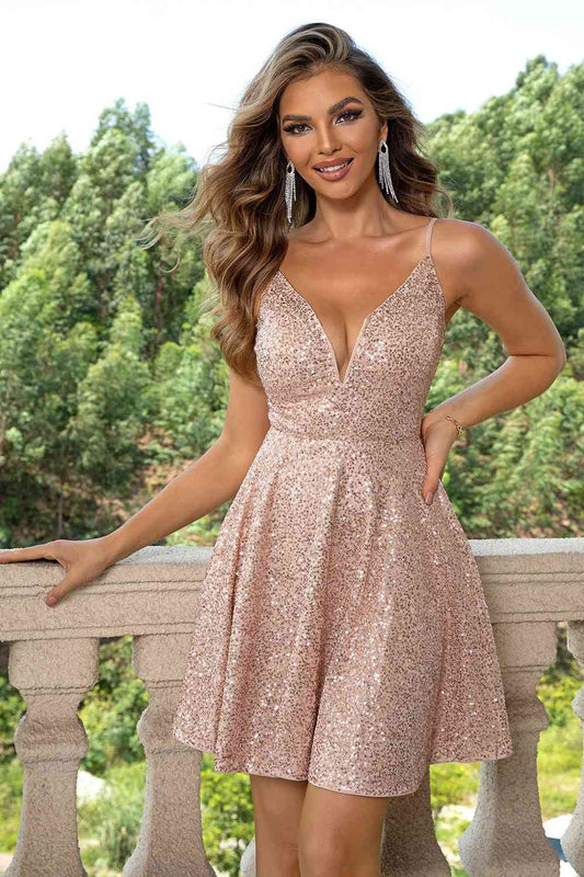 Sequin Spaghetti Strap Dress - Flyclothing LLC