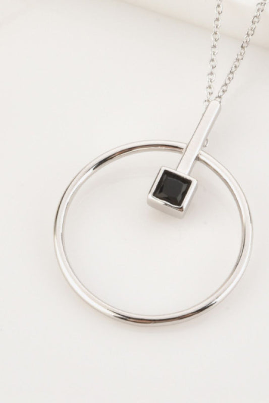 Black Zircon 925 Sterling Silver Necklace - Flyclothing LLC