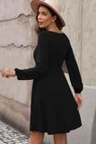 Scoop Neck Empire Waist Long Sleeve Mini Dress - Flyclothing LLC