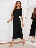 Round Neck Cutout Half Sleeve Dress - Trendsi