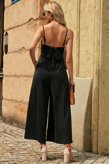 Spaghetti Strap Tied Seam Detail Jumpsuit - Flyclothing LLC