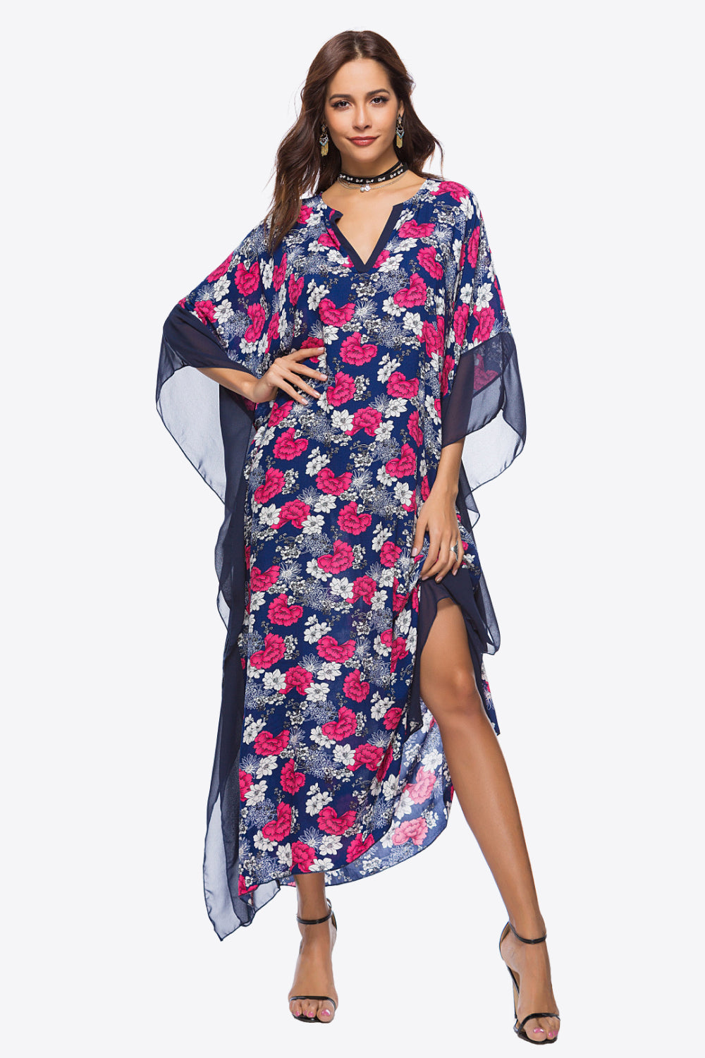 Floral Deep V Dolman Sleeve Split Maxi Dress – Flyclothing LLC