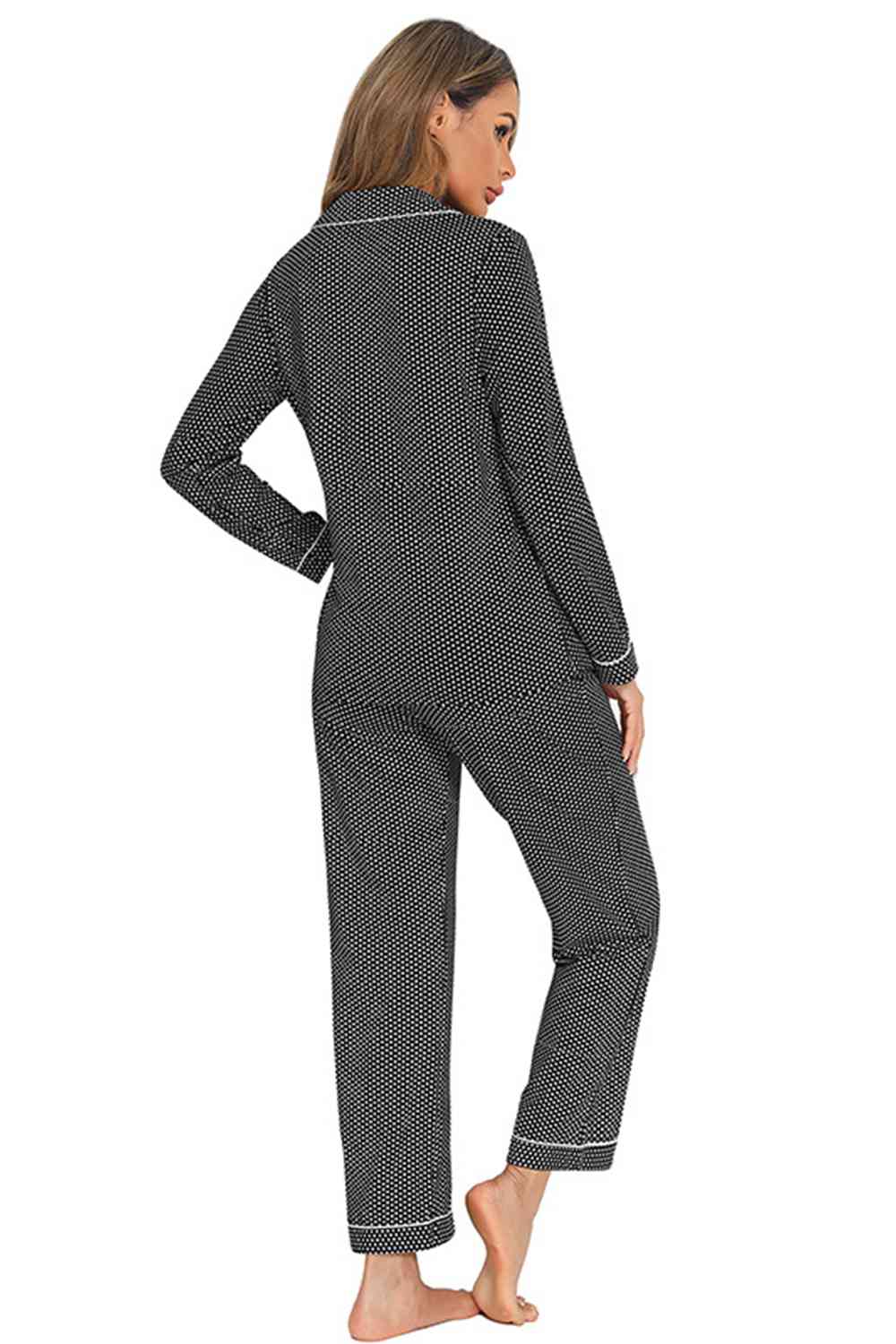 Collared Neck Loungewear Set with Pocket - Flyclothing LLC