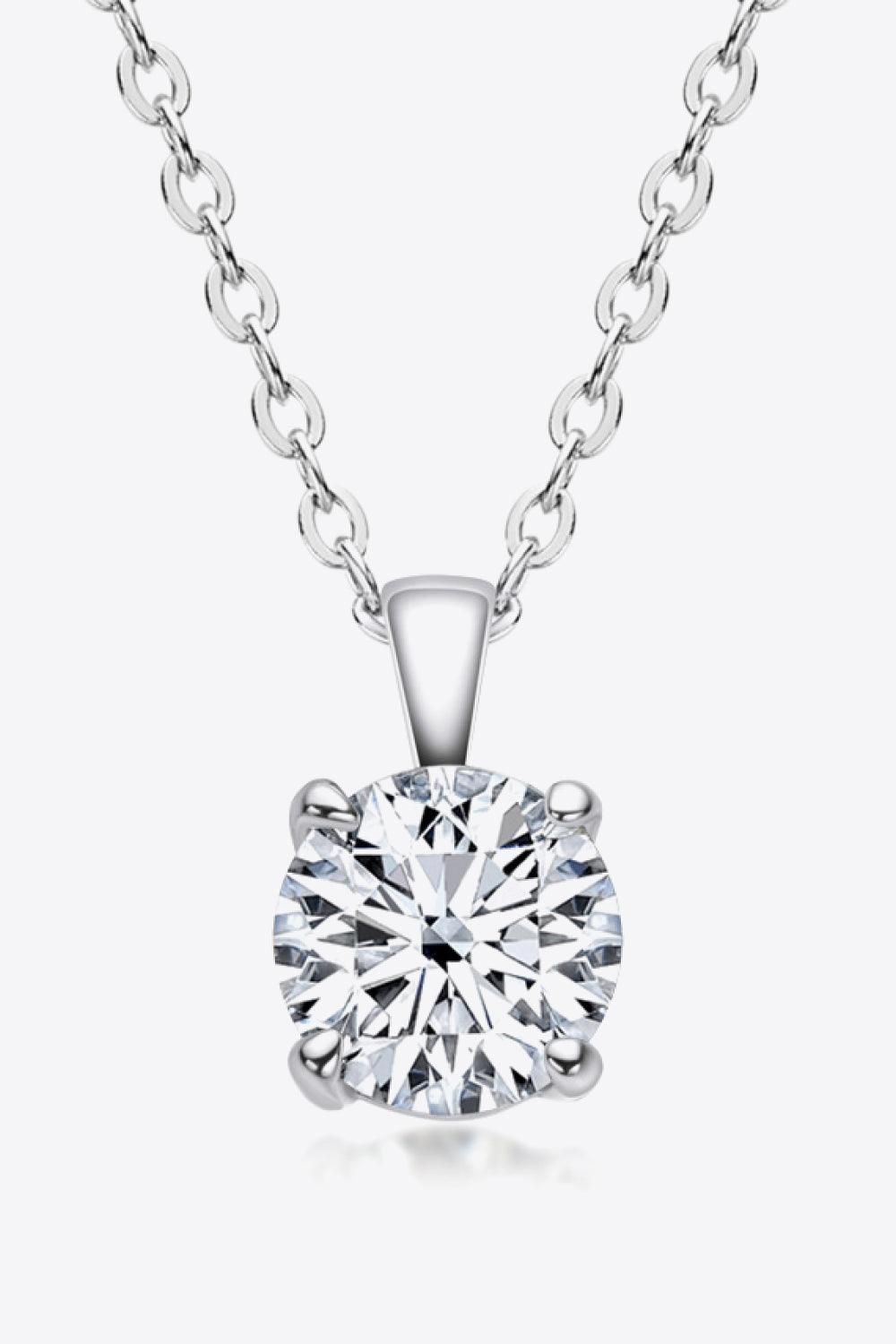 925 Sterling Silver 1 Carat Moissanite Chain-Link Necklace - Flyclothing LLC