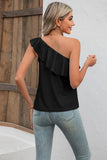 Eyelet One-Shoulder Tank - Trendsi