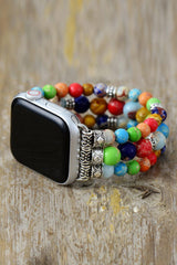 Synthetic Imperial Jasper Beaded Watchband Bracelet - Flyclothing LLC