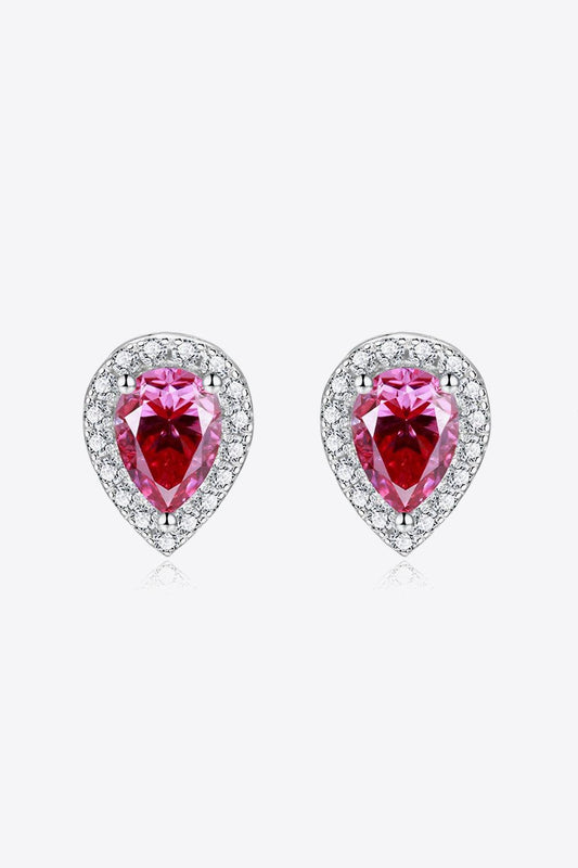 2 Carat Moissanite Teardrop Stud Earrings in Rose - Flyclothing LLC