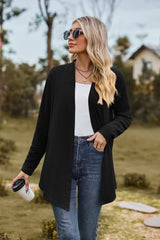 Open Front Long Sleeve Cardigan - Flyclothing LLC