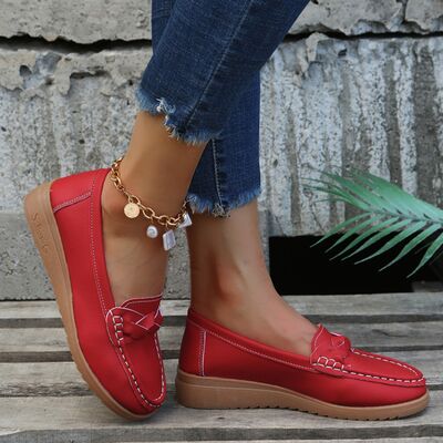 Weave Wedge Heeled Loafers - Flyclothing LLC