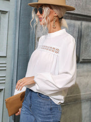 Round Neck Puff Sleeve Blouse - Flyclothing LLC