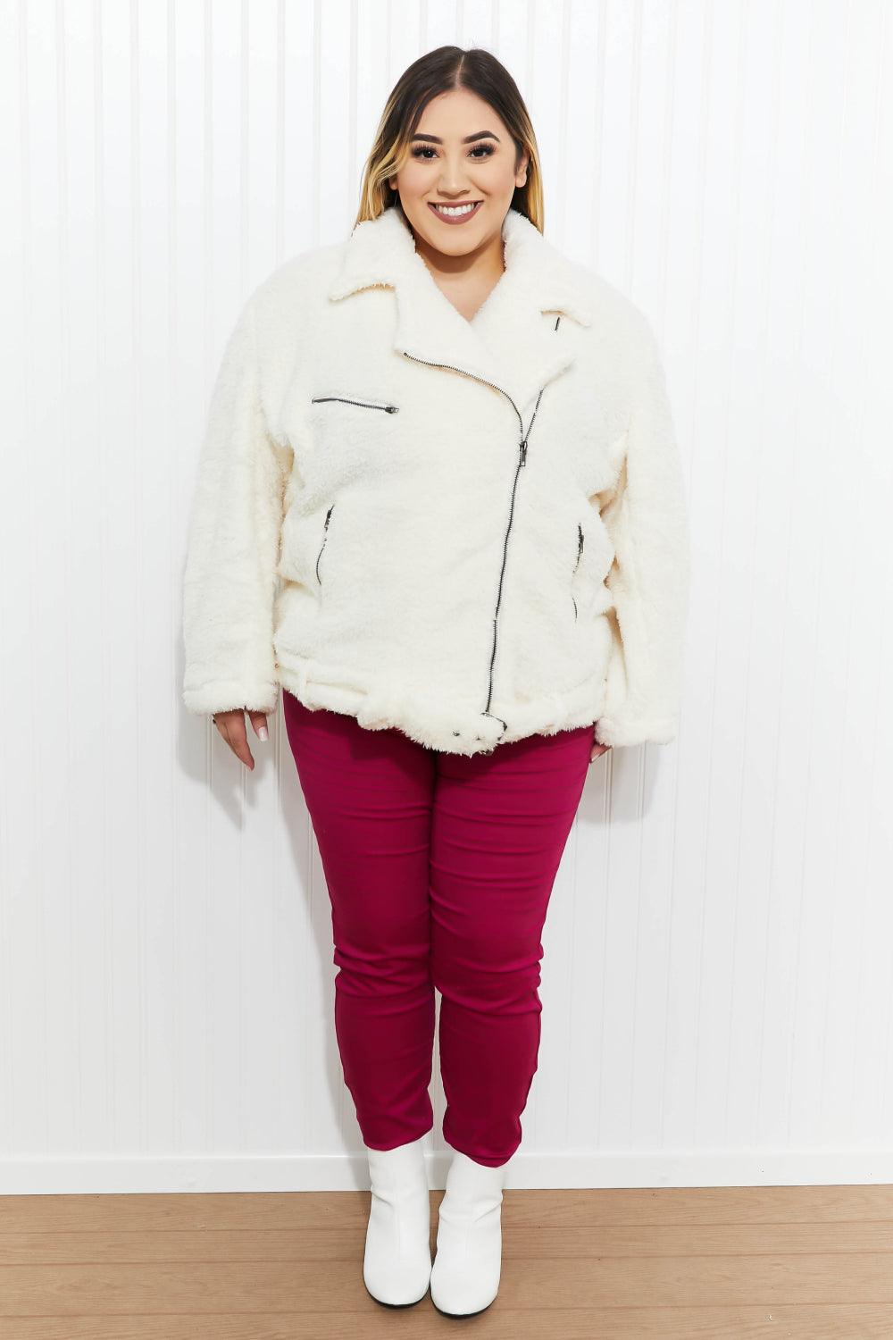 Davi & Dani Come a Little Closer Full Size Faux Fur Jacket - Trendsi