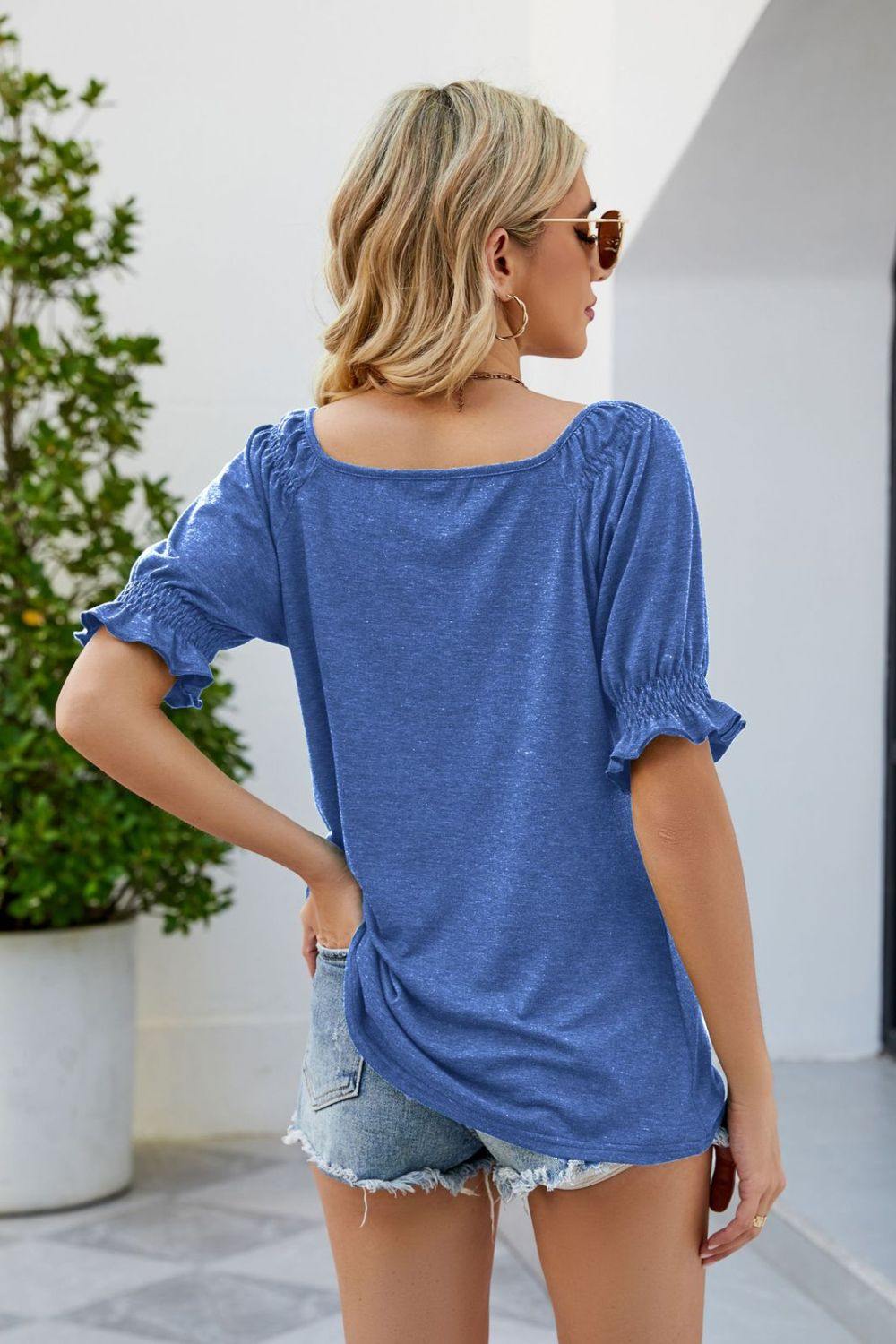 Short Flounce Sleeve Top - Flyclothing LLC