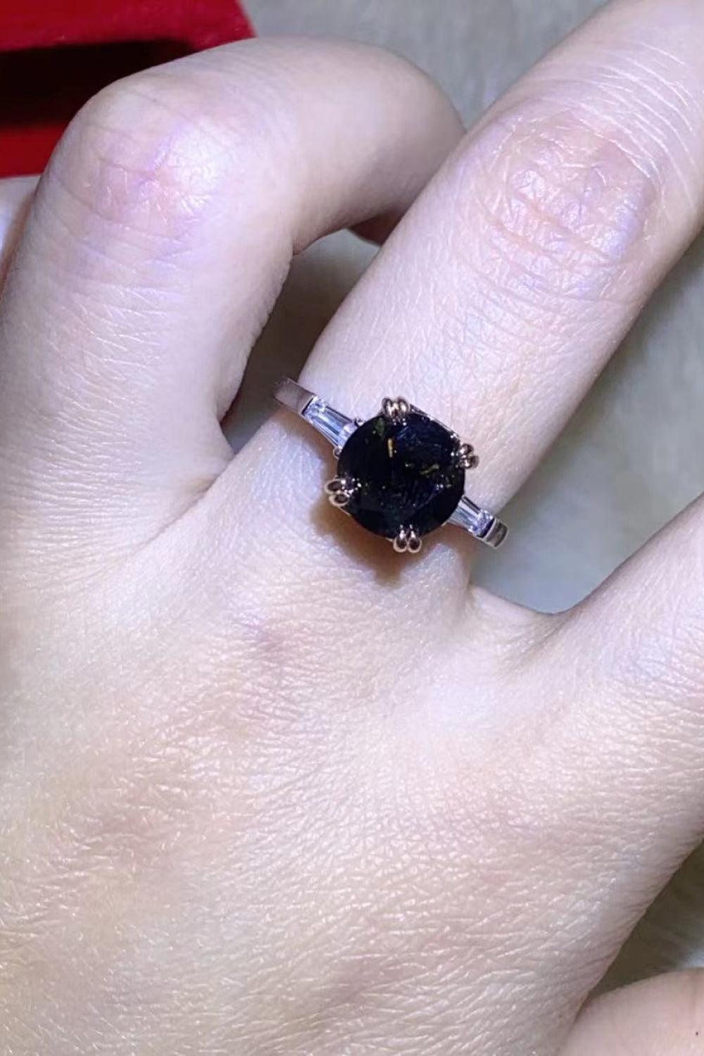 2 Carat Black Moissanite Platinum-Plated Ring - Flyclothing LLC