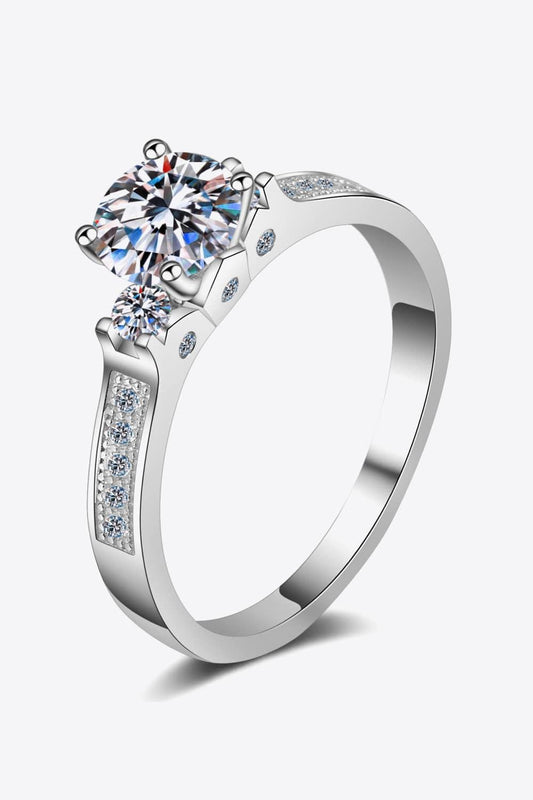 Lucky Charm Moissanite Rhodium-Plated Ring - Flyclothing LLC